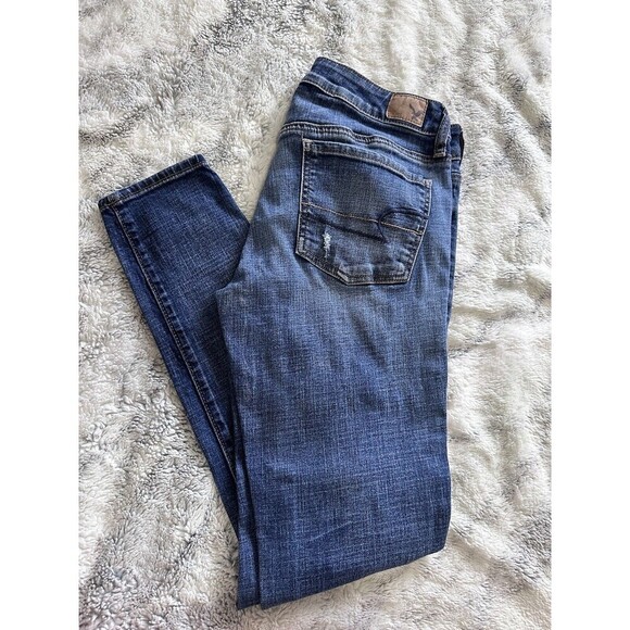 American Eagle Skinny Distressed Super Stretch Jeans Sz 6 - Picture 1 of 6